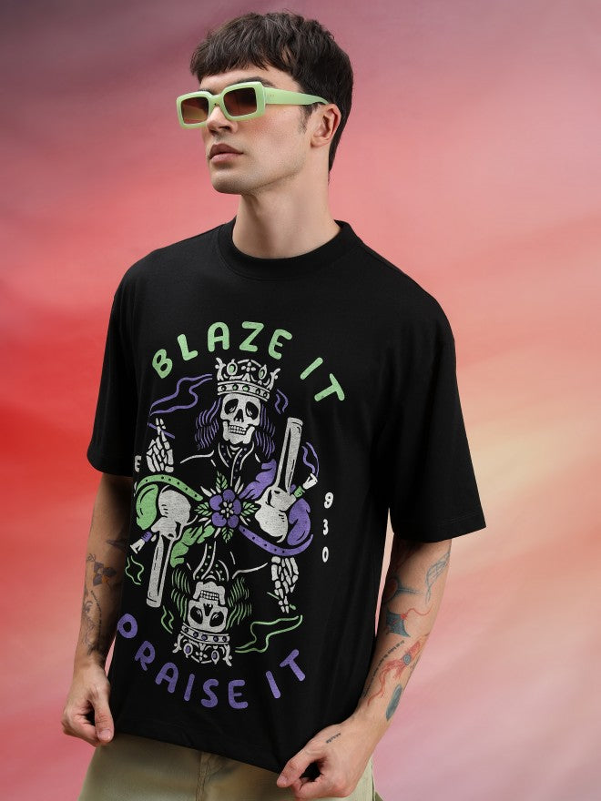 Highlander Unisex Black Printed Oversized Fit T-Shirt - Black - Image 4
