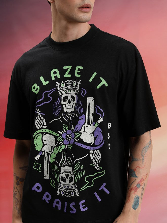 Highlander Unisex Black Printed Oversized Fit T-Shirt - Black - Image 5