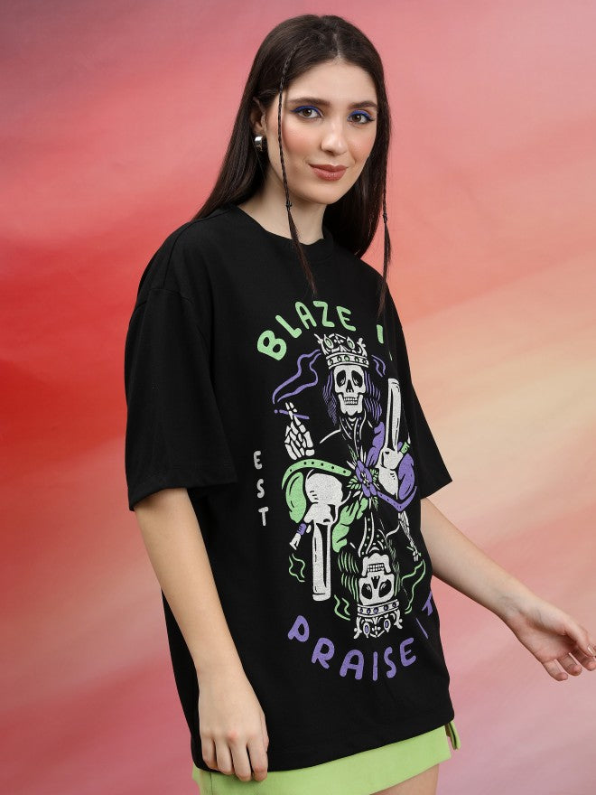 Highlander Unisex Black Printed Oversized Fit T-Shirt - Black - Image 6