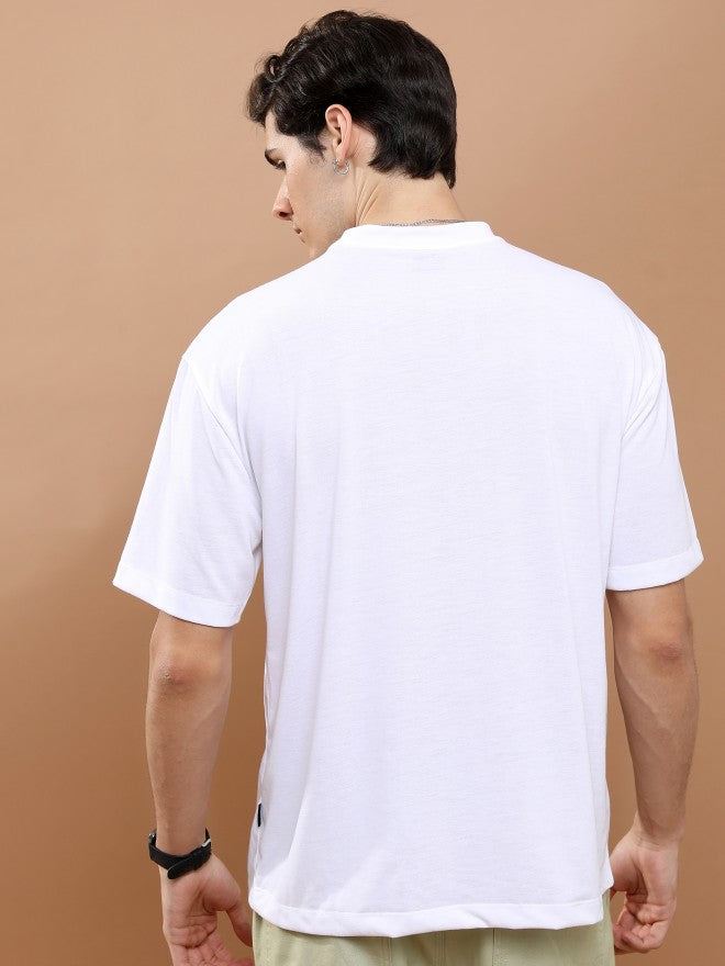Highlander Unisex White Round Neck Printed Oversized Fit T-Shirt - White - Image 3