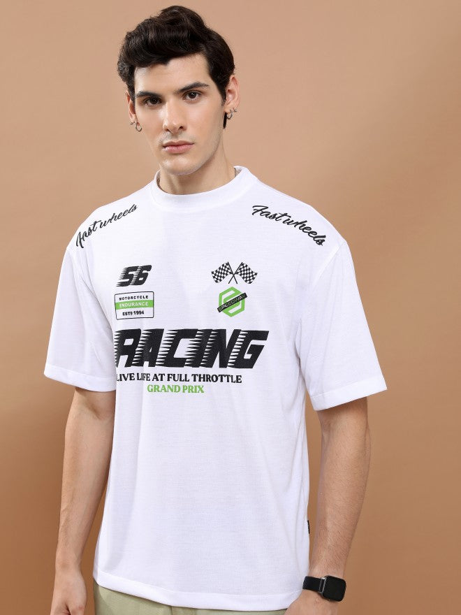 Highlander Unisex White Round Neck Printed Oversized Fit T-Shirt - White - Image 4
