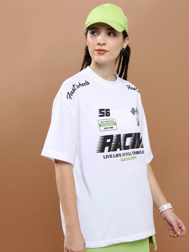 Highlander Unisex White Round Neck Printed Oversized Fit T-Shirt - White - Image 6