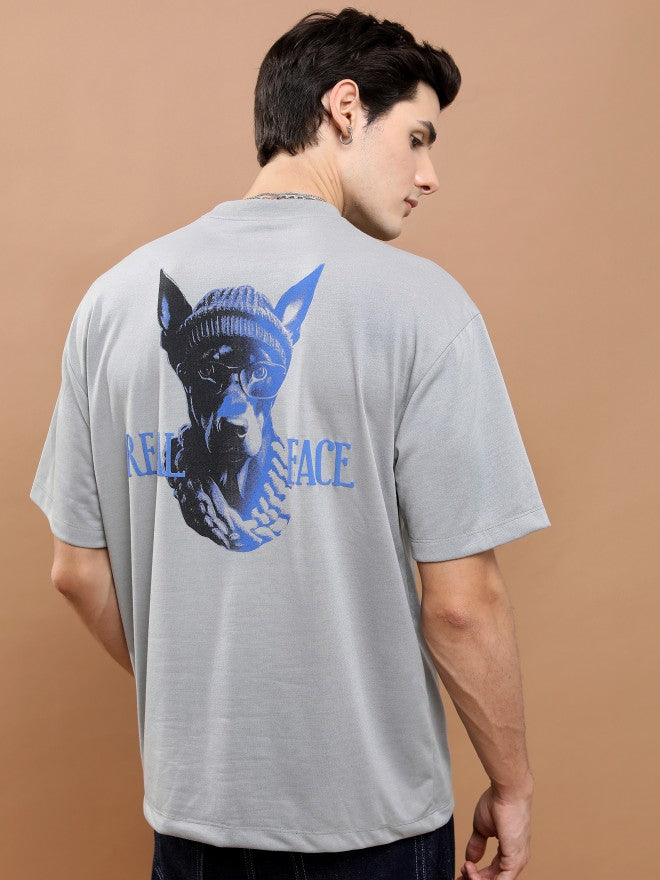 Highlander Unisex Light Grey Round Neck Printed Oversized Fit T-Shirt - Grey - Image 3