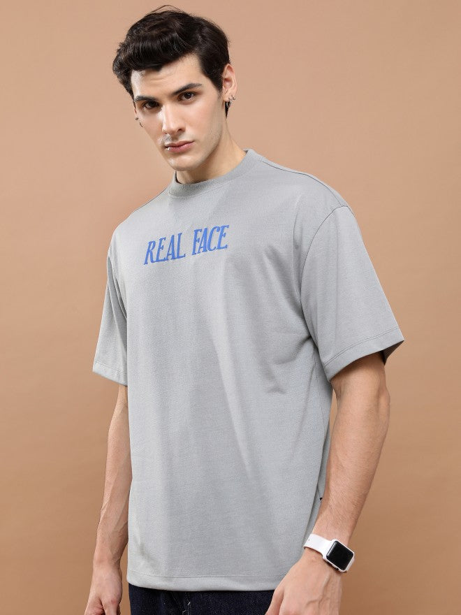 Highlander Unisex Light Grey Round Neck Printed Oversized Fit T-Shirt - Grey - Image 4