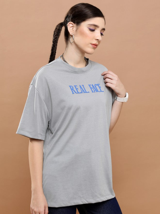 Highlander Unisex Light Grey Round Neck Printed Oversized Fit T-Shirt - Grey - Image 6