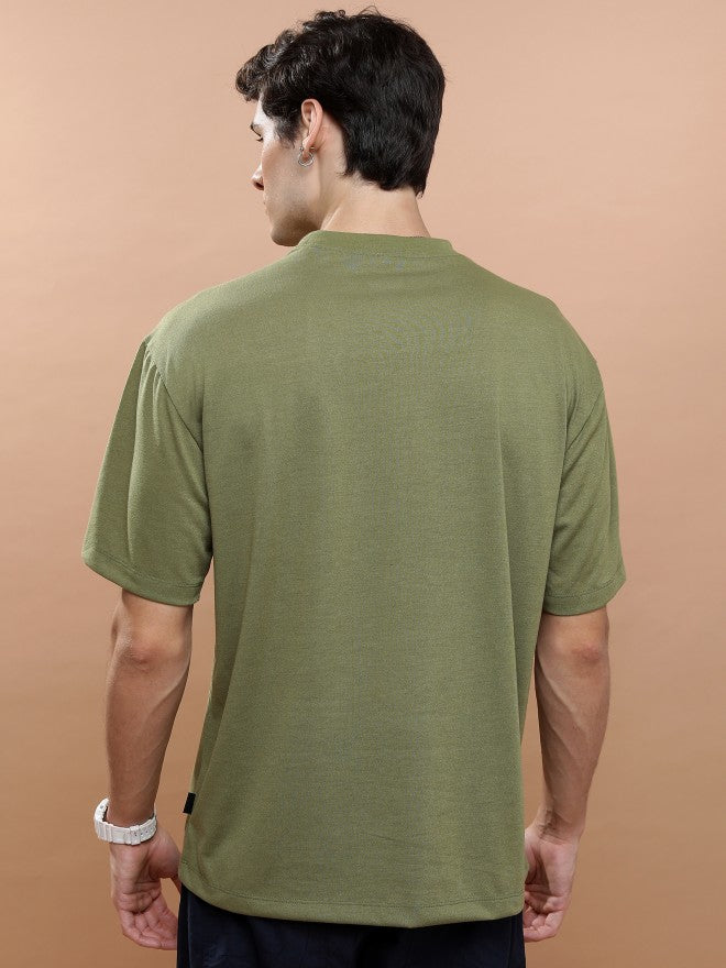 Highlander Unisex Green Round Neck Printed Oversized Fit T-Shirt - Green - Image 3