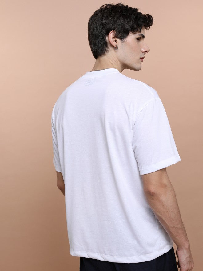 Highlander Unisex White Round Neck Printed Oversized Fit T-Shirt - White - Image 3
