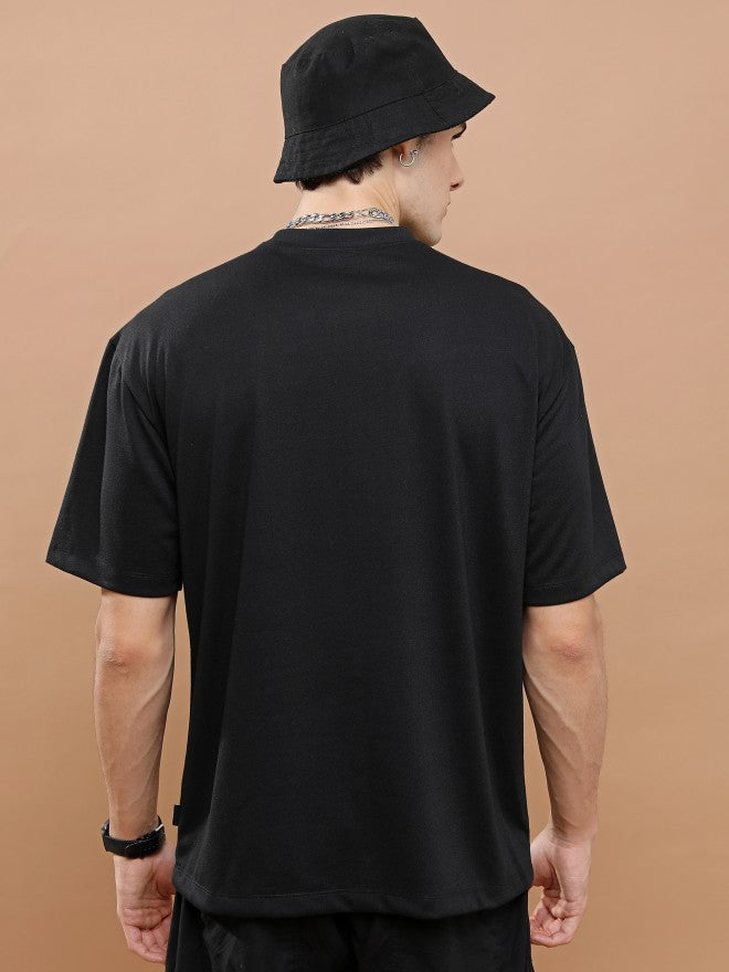 Highlander Unisex Black Round Neck Printed Oversized Fit T-Shirt - Black - Image 3