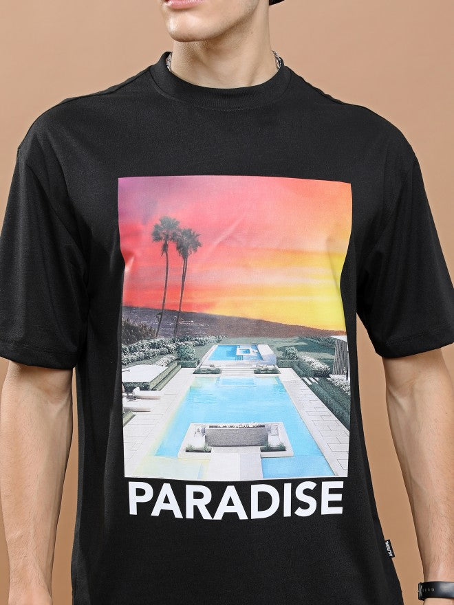 Highlander Unisex Black Round Neck Printed Oversized Fit T-Shirt - Black - Image 5