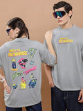 Highlander Unisex Light Grey Round Neck Printed Oversized Fit T-Shirt - Grey - Image 1
