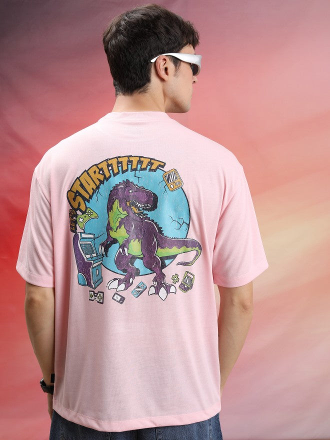 Highlander Unisex Light Pink Printed Oversized Fit T-Shirt - Pink - Image 3