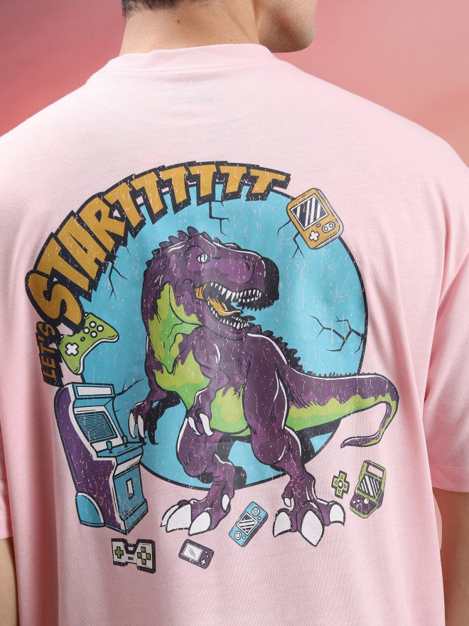 Highlander Unisex Light Pink Printed Oversized Fit T-Shirt - Pink - Image 5