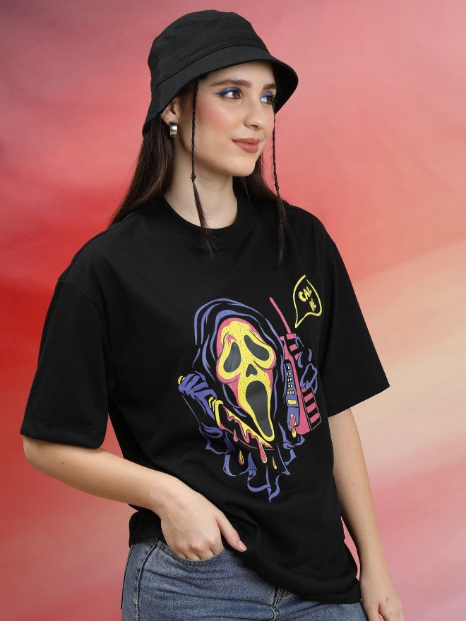 Highlander Unisex Black Printed Oversized Fit T-Shirt - Black - Image 6