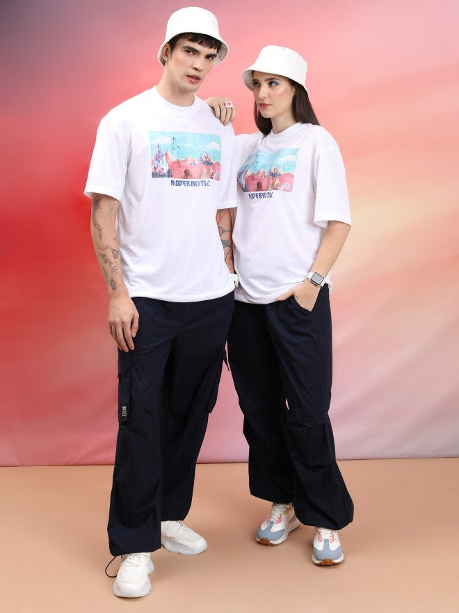 Highlander Unisex White Printed Oversized Fit T-Shirt - White - Image 2