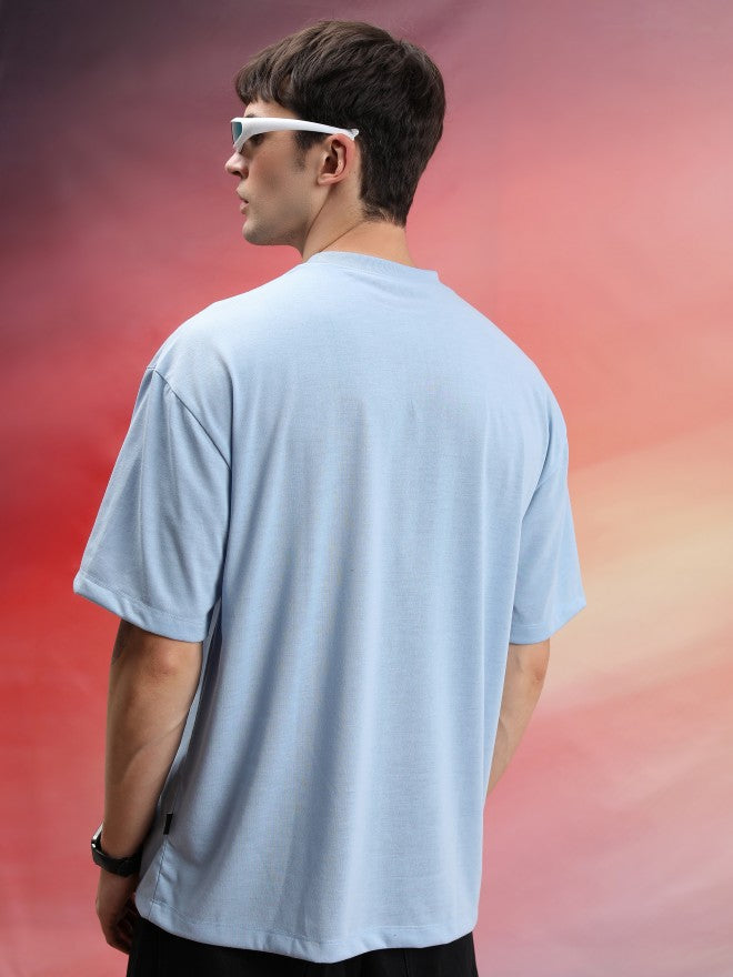 Highlander Unisex Blue Printed Oversized Fit T-Shirt - Blue - Image 3