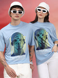 Highlander Unisex Blue Printed Oversized Fit T-Shirt - Blue - Image 1