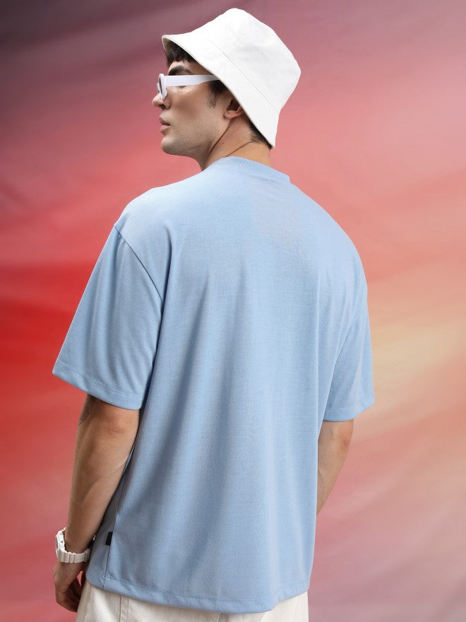Highlander Unisex Blue Printed Oversized Fit T-Shirt - Blue - Image 3