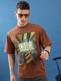 Highlander Unisex Brown Printed Oversized Fit T-Shirt - Brown - Image 1