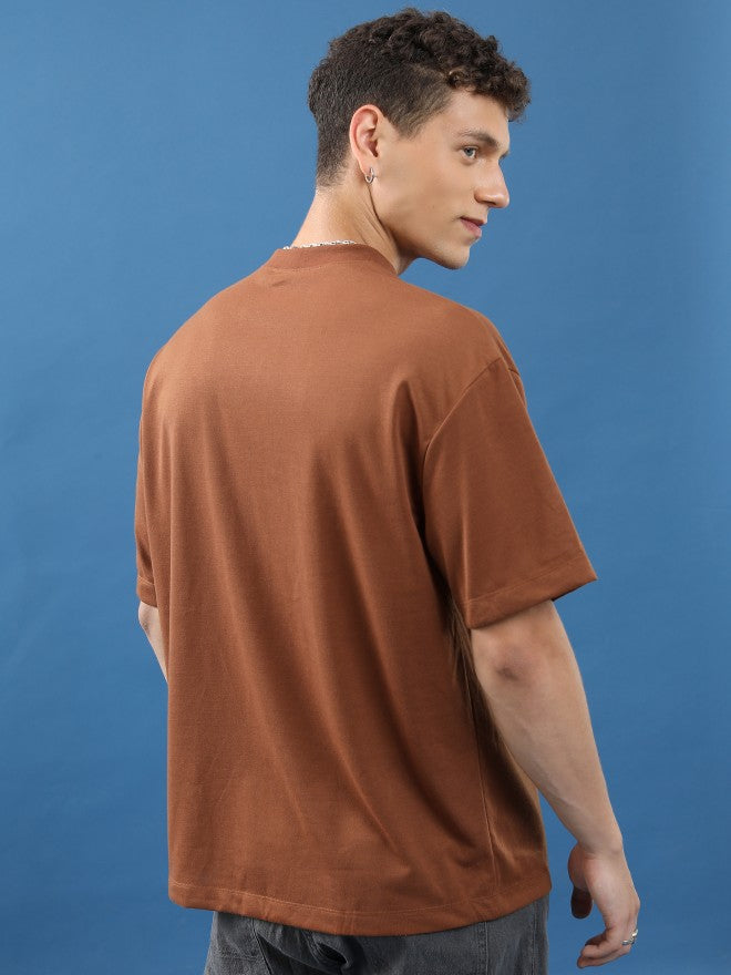Highlander Unisex Brown Printed Oversized Fit T-Shirt - Brown - Image 3