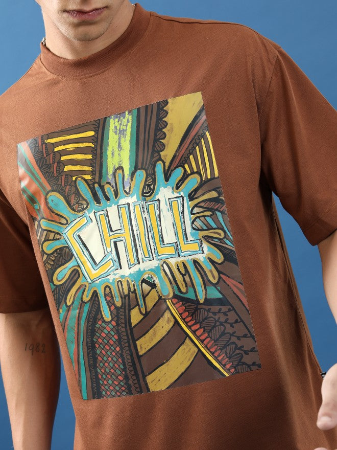 Highlander Unisex Brown Printed Oversized Fit T-Shirt - Brown - Image 5