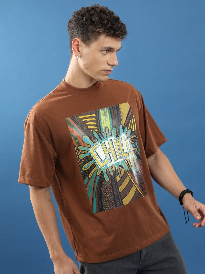 Highlander Unisex Brown Printed Oversized Fit T-Shirt - Brown - Image 6