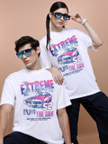 Highlander Unisex White Round Neck Printed Oversized Fit T-Shirt - White - Image 1