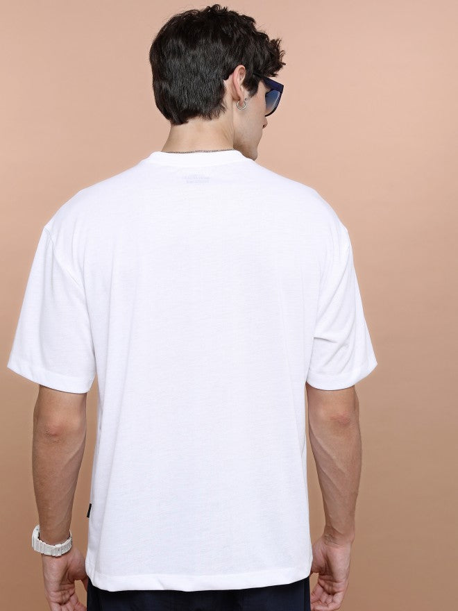 Highlander Unisex White Round Neck Printed Oversized Fit T-Shirt - White - Image 3