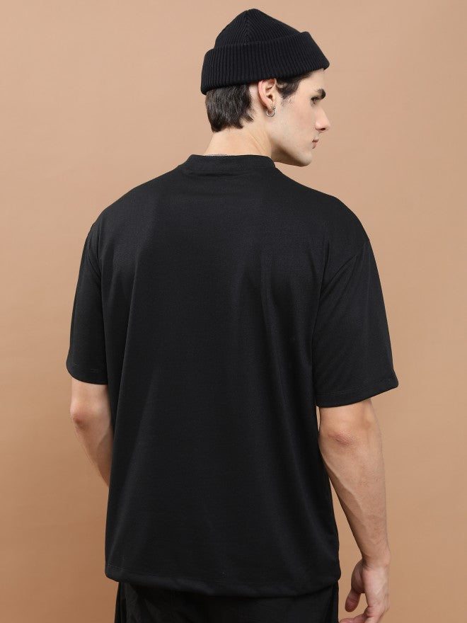 Highlander Unisex Black Round Neck Printed Oversized Fit T-Shirt - Black - Image 3