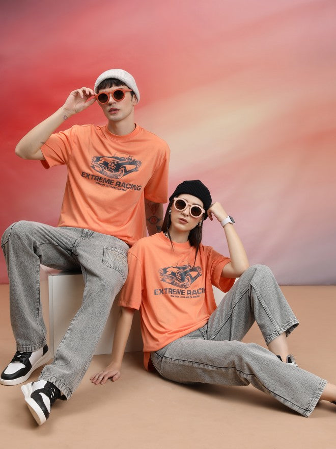 Highlander Unisex Peach Printed Oversized Fit T-Shirt - Peach - Image 2