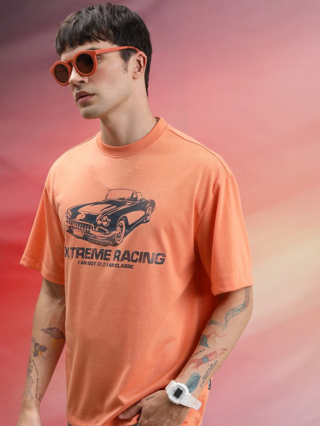 Highlander Unisex Peach Printed Oversized Fit T-Shirt - Peach - Image 4