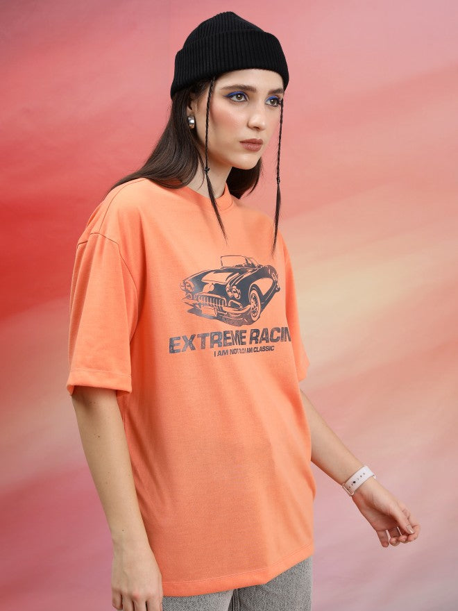 Highlander Unisex Peach Printed Oversized Fit T-Shirt - Peach - Image 6