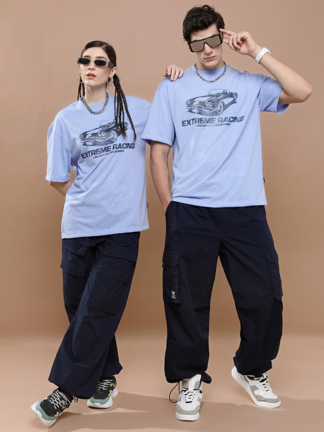 Highlander Unisex Blue Round Neck Printed Oversized Fit T-Shirt - Blue - Image 2
