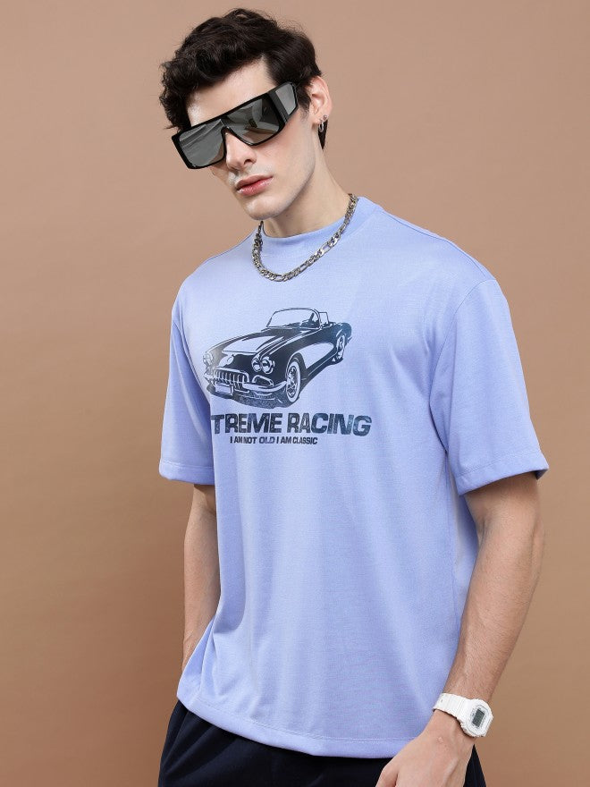 Highlander Unisex Blue Round Neck Printed Oversized Fit T-Shirt - Blue - Image 4