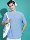 Highlander Men Blue Solid Oversized Fit T-Shirt - Blue - Image 1