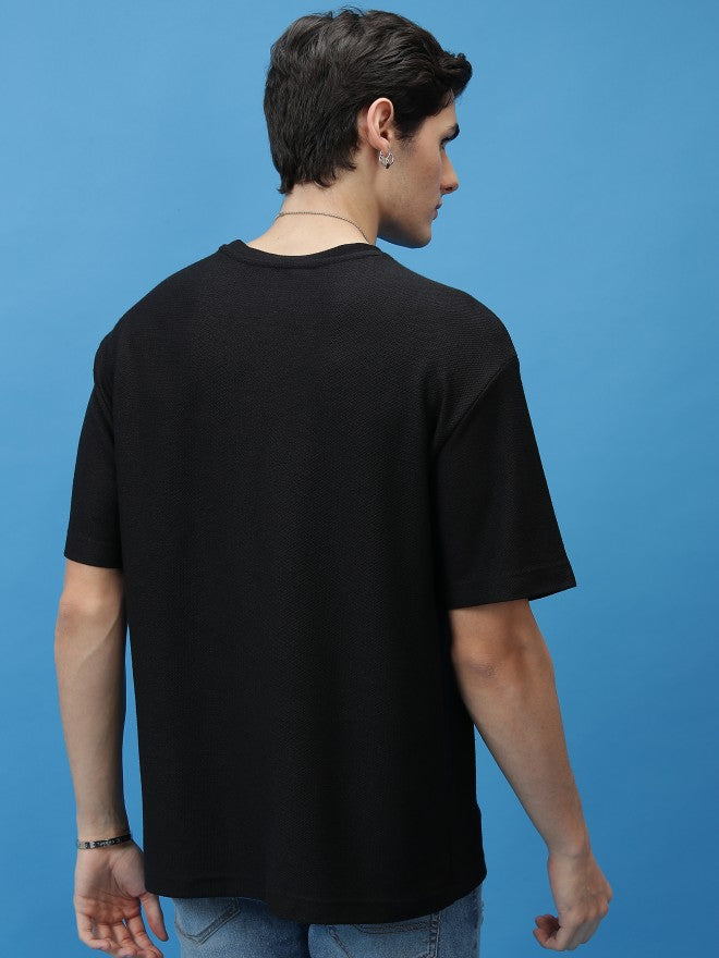 Highlander Men Black Solid Oversized Fit T-Shirt - Black - Image 3