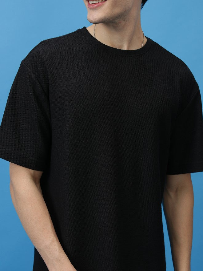 Highlander Men Black Solid Oversized Fit T-Shirt - Black - Image 5
