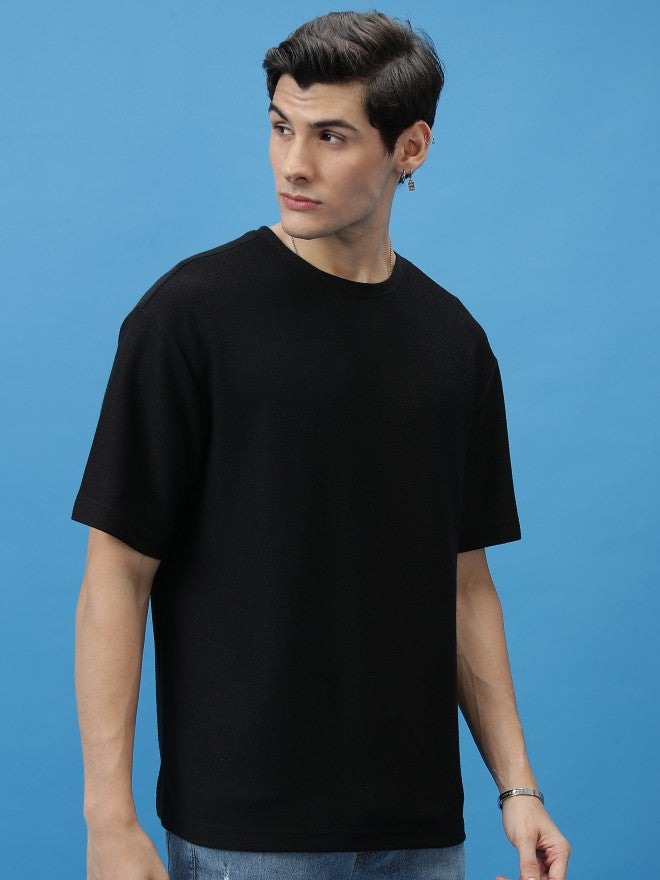 Highlander Men Black Solid Oversized Fit T-Shirt - Black - Image 6