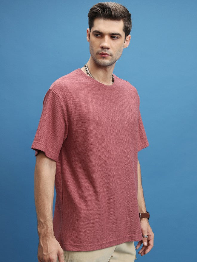 Highlander Men Rose Solid Oversized Fit T-Shirt - Rose - Image 6