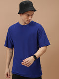 Highlander Men Blue Solid Oversized Fit T-Shirt - Blue - Image 1