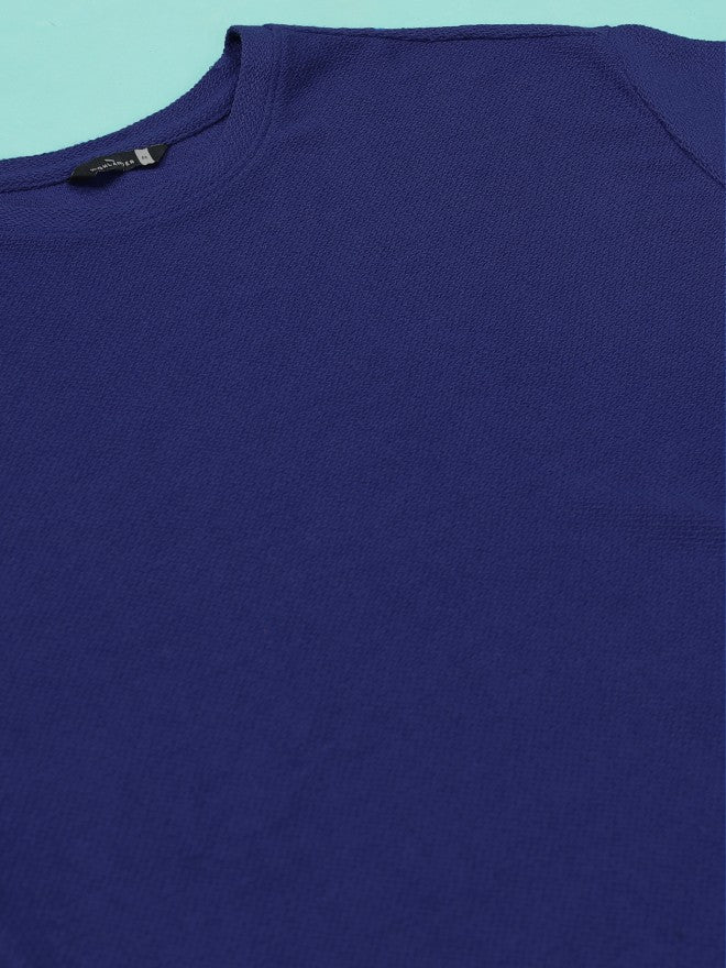 Highlander Men Blue Solid Oversized Fit T-Shirt - Blue - Image 7