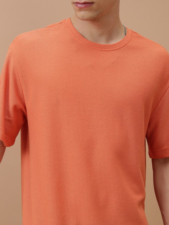 Highlander Men Orange Solid Oversized Fit T-Shirt - Orange - Image 5