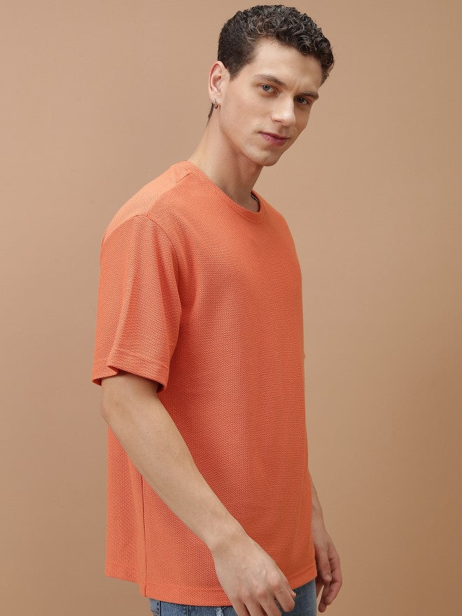 Highlander Men Orange Solid Oversized Fit T-Shirt - Orange - Image 6