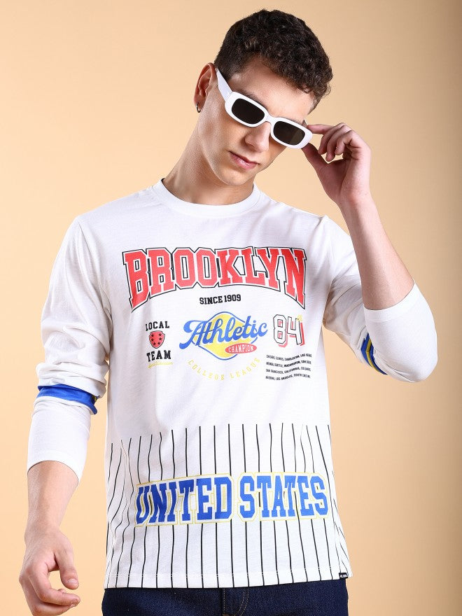 Highlander Men White Printed Slim Fit T-Shirt - White - Image 1