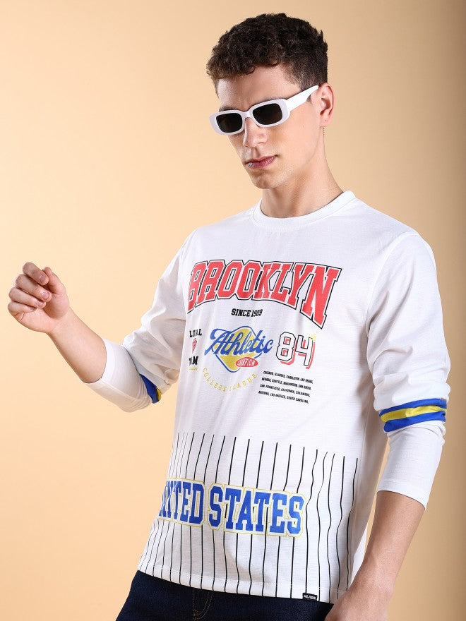 Highlander Men White Printed Slim Fit T-Shirt - White - Image 4
