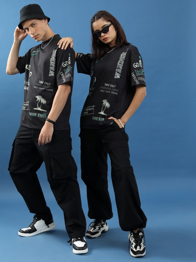 Highlander Unisex Black Printed Oversized Fit T-Shirt - Black - Image 2