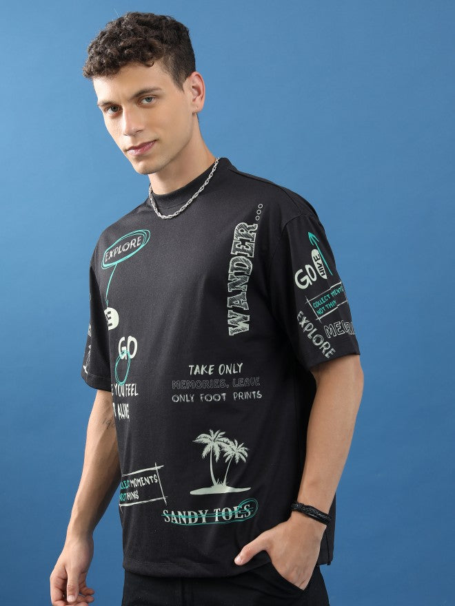 Highlander Unisex Black Printed Oversized Fit T-Shirt - Black - Image 4