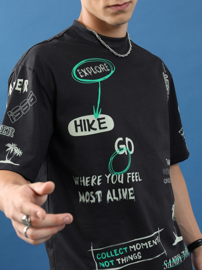 Highlander Unisex Black Printed Oversized Fit T-Shirt - Black - Image 5