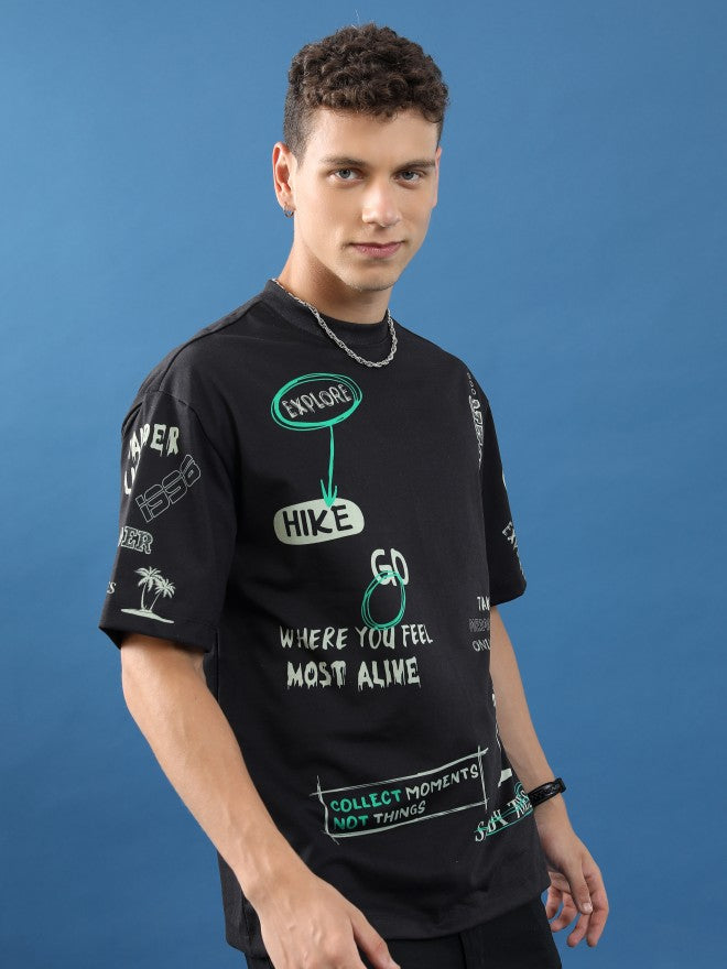 Highlander Unisex Black Printed Oversized Fit T-Shirt - Black - Image 6