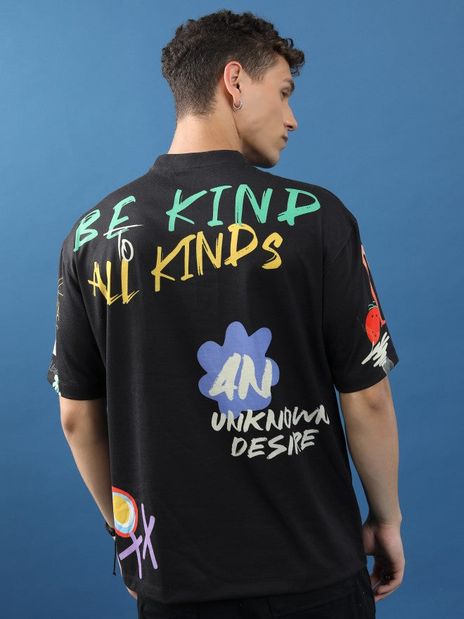 Highlander Unisex Black Printed Oversized Fit T-Shirt - Black - Image 3