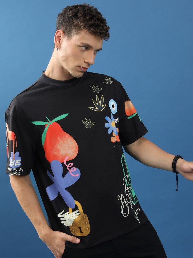 Highlander Unisex Black Printed Oversized Fit T-Shirt - Black - Image 6